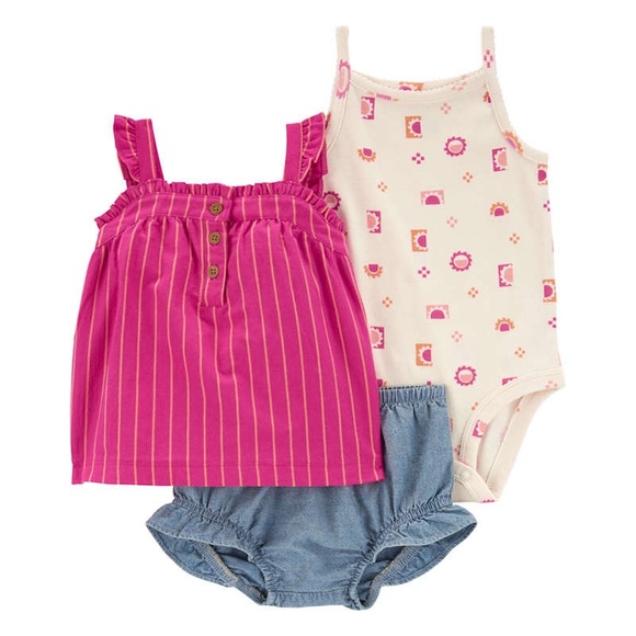 Carter's Other - NWT Carter's 3 Piece Set Summer Onesie Top Shorts Girl's 12 Months